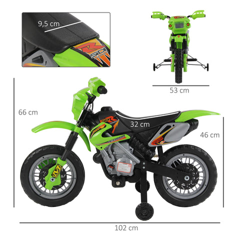 Rootz Electric Motorcycle for Kids - Children's Bike - Motorized Ride-On - Safe Learning - 102cm x 53cm x 66cm - Green & Black