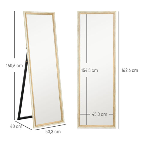 Rootz Full Body Mirror - Floor Mirror - Splinter-Free - Crystal Clear Reflection - 162.6 x 53.3 cm -Brown Frame