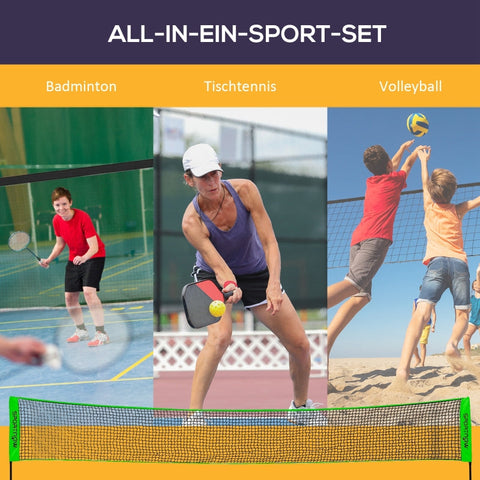 Rootz Badminton Net Set - Complete Sports Set - Rackets and Balls - Adjustable Net - Versatile Usage - 510L x 103W x 107-155H cm