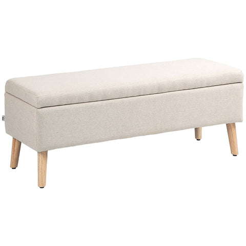 Rootz Storage Bench - Bed Bench - Elegant Seat Chest - Linen-Look Fabric - Generous Storage - Beige - 110cm x 39cm x 45cm