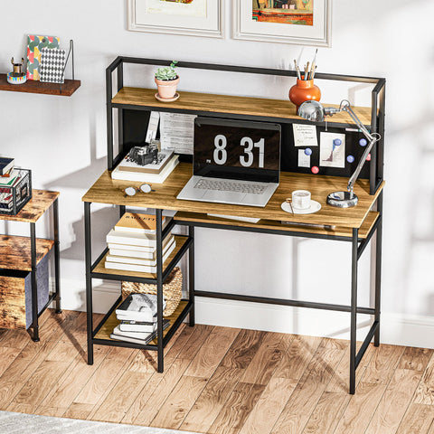 Rootz Desk with Storage - Computer Desk - Office Desk - Personalized Workspace - 120x53x126 cm - Black/Brown