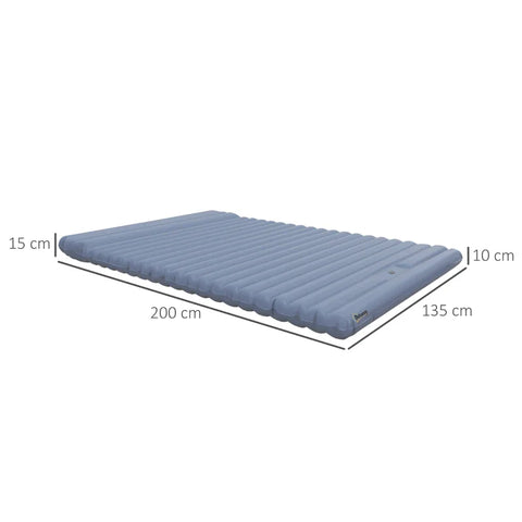 Rootz Air Mattress - Including Air Pump - Camping Mattress - 1 Pillow - Waterproof - Durable Material - Carry Bag - 40D Nylon Tpu - Blue - 200L x 135W x 10H cm