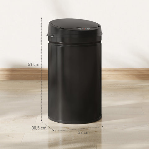 Rootz 30L Sensor Waste Bucket - Touch-Free Trash Can - Automatic Bin - Hygienic Kitchen Essential - 30.5T x 51H cm Black