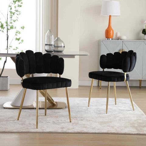 Rootz Set of 2 Velvet Dining Chairs - Comfy Seating - Ergonomic Chairs - Lumbar Support - 57cm x 55cm x 70cm