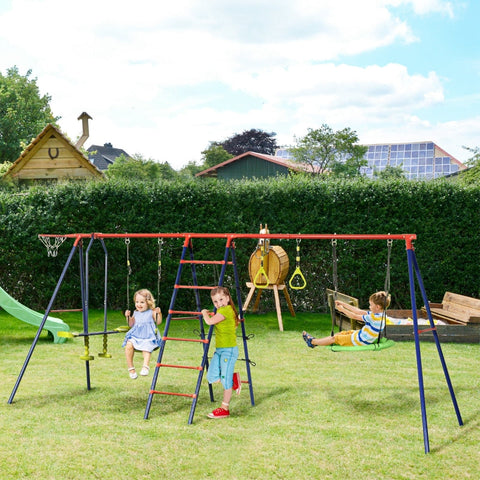 Rootz Swing Frame - Kids Playground Set - Children's Outdoor Playset - Durable Steel Frame - Adjustable Ropes - Multi-Activity Fun - 435cm x 135cm x 177cm