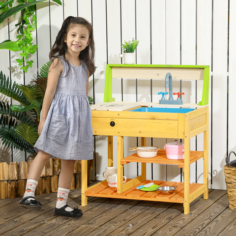 Rootz Children's Outdoor Kitchen - Toy Cook Set - Kids' Play Kitchen - Encourages Imagination - 58cm x 39cm x 73cm