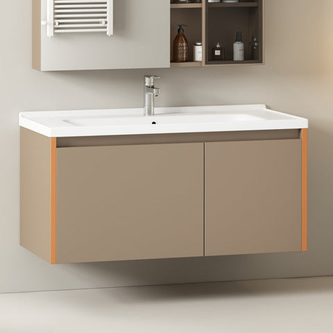 Rootz Bathroom Sink with Base Cabinet - Washbasin Unit - Vanity Station - Scratch and Heat Resistant - 90L x 47W x 48H cm