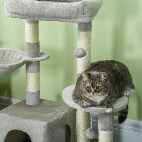 Rootz Cat Scratching Post - Multi-Activity Center - Cat Tree - Entertains & Protects Furniture - 65L x 30W x 104H cm