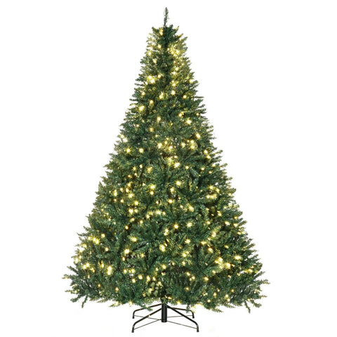 Rootz 7ft Artificial Christmas Tree with Lights - LED Illuminated Tree - Festive Atmosphere - 142cm x 210cm - 2154 Branches - Green