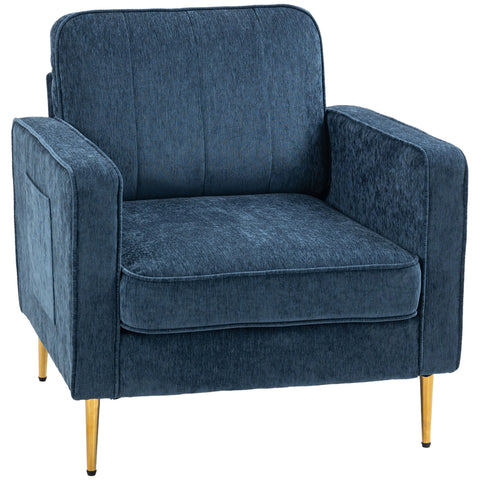 Rootz Fabric Armchair - Lounge Chair - Relaxation Chair - High Comfort - 81cm x 84cm x 87cm Blue