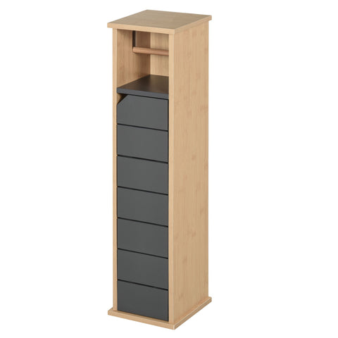 Rootz Bathroom Cabinet - Storage Cabinet - Toilet Paper Holder - Durable Bamboo MDF - Adjustable Shelf - 18x18x75 cm
