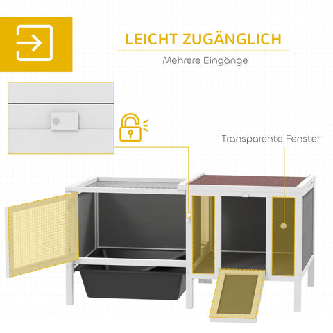 Rootz Rabbit Hutch - Wooden Bunny House - Outdoor Cage - Spacious Enclosure - Easy Cleaning Pull-Out Tray - 105 x 57.5 x 51.5 cm - Grey