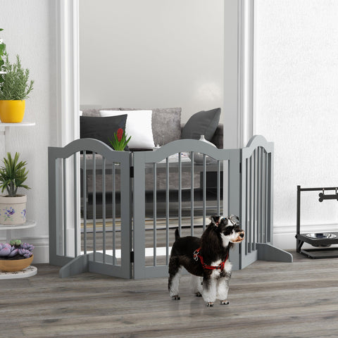 Rootz 3-Part Dog Barrier Grille - Pet Gate - Safety Fence - Grey - Foldable Design - 154.5cm x 61cm - Durable MDF & Wood