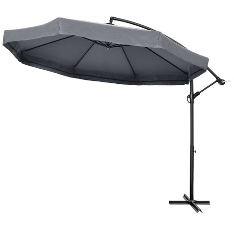 Rootz Cantilever Umbrella Ø3m - Rotatable Parasol - Hand Crank Umbrella - UV-Resistant Polyester - 360 Degree Rotating Canopy - Easy Operation - 295cm x 295cm x 242cm - Steel Frame