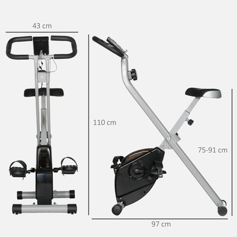 Rootz Folding Exercise Bike - Quiet Magnetic Bike - Indoor Cycling - 8 Resistance Levels - Adjustable Seat - 97x43x110cm