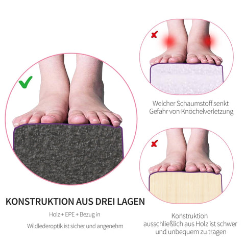 Rootz Foldable Gymnastics Bar - Balance Beam - Suede Cover - Non-Slip Feet - Stainless Steel Hinges - 210cm x 10cm x 6.5cm