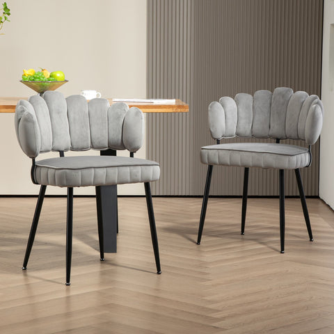 Rootz Set of 2 Velvet Dining Chairs - Dining Room Chairs - Living Room Chairs - Excellent Support - 57.98cm x 56cm x 78cm