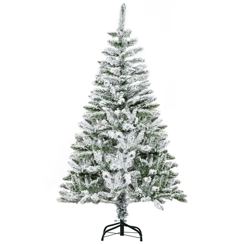 Rootz Artificial Christmas Tree - Frosty Xmas Tree - Snow Sprayed Pine - Easy Assembly - Flame Retardant - 85cm x 150cm - Green + White