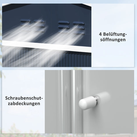 Rootz Metal Tool Shed - Bicycle Shed - Garden Equipment House - Weatherproof & Ventilated - 277 x 195 x 192 cm