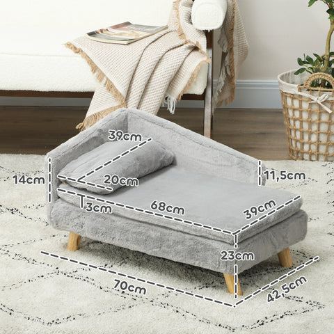 Rootz Dog Sofa - Pet Couch - Canine Seat - Soft Plush Comfort - 70 x 42.5 x 38.5cm Grey