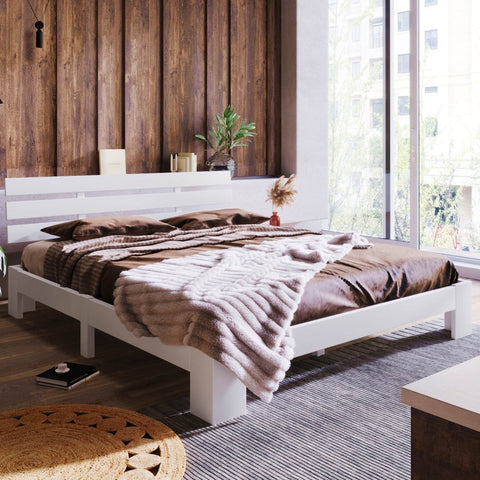 Rootz Double Bed Frame - Elegant Bed - Minimalist Design - Solid Pine Wood - 210cm x 144cm x 67.5cm