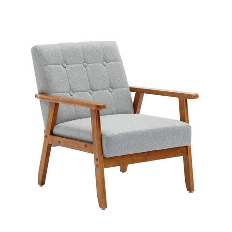 Rootz Leisure Chair - Mid-Century Modern Chair - Lounge Chair - Solid Wood - Linen Fabric - 71cm x 64.5cm x 77cm