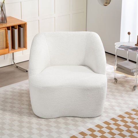 Rootz White Modern Armchair - Cozy Upholstered Chair - Fleece Padding Sofa - Ultimate Comfort - 81cm x 82cm x 73.5cm