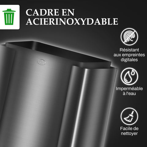 Rootz Kitchen Waste Bucket - Recycling Bin - Trash Can - Soft-Close Lid - 61.9L x 36.6B x 43.2H cm - 3 x 15L Compartments