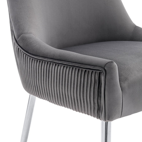 Rootz Gray Velvet Dining Chair - Modern Seating - Elegant Chairs - High Comfort Foam - 54L x 57.5W x 86.5H cm