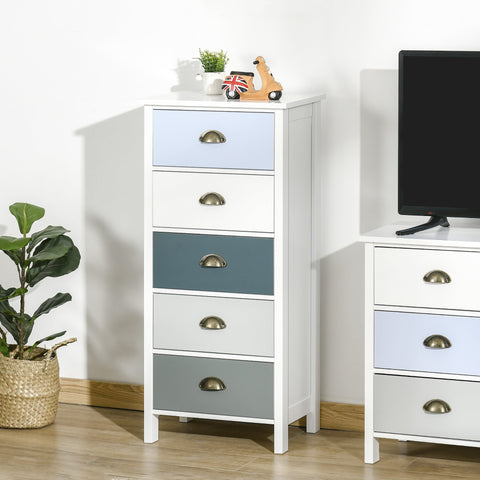 Rootz 5-Drawer Storage Cabinet - Chest of Drawers - Dresser - Ample Storage Space - 45W x 30D x 95.4H cm