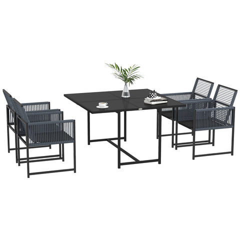 Rootz 5-Part Garden Furniture Set - Garden Seat Group - Outdoor Dining Group - Weather-Resistant - 120cm x 120cm x 72cm - 4 Chairs & Table