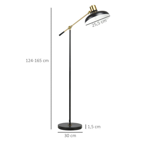Rootz Industrial Design Floor Lamp - Adjustable Lighting - Flexible Frame - Foot Switch - 80cm x 30cm x 124-165cm - Black + Gold