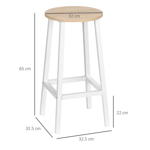Rootz 2 Piece Set Modern Bar Stools - Comfortable Seating - Footrest - Space-Saving Design - Steel Frame - 32.5cm x 32.5cm x 65cm
