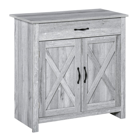 Rootz Buffet Cabinet - Country-Chic Storage - Light Wood Sideboard - Height-Adjustable Shelf - 80cm x 39.7cm x 80cm