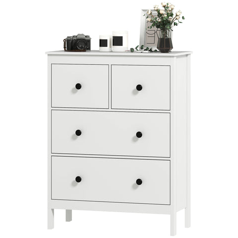 Rootz 4 Drawer Chest - Dresser - Storage Cabinet - Modern & Scratch-Resistant - 35t x 97h cm - White Chipboard