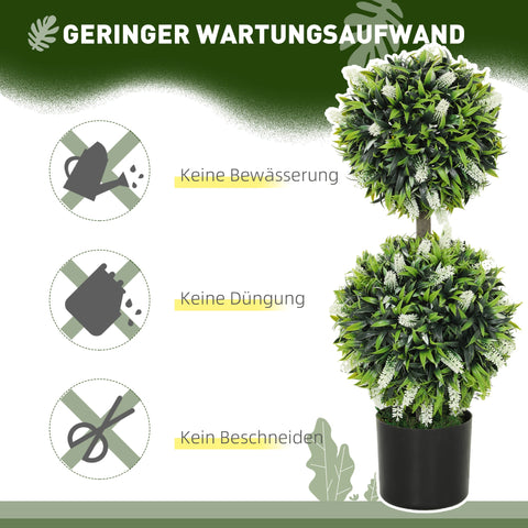 Rootz 2 Set Artificial Plants - Fake Lavender Trees - UV-Resistant Houseplant - Low Maintenance - 70cm x 15cm x 12.8cm