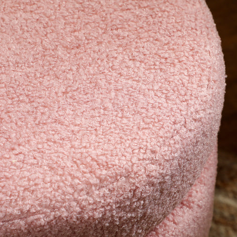 Rootz Foot Stool - Round Ottoman - Teddyfleece Seat - Foam Comfort - 40x45cm, Pink