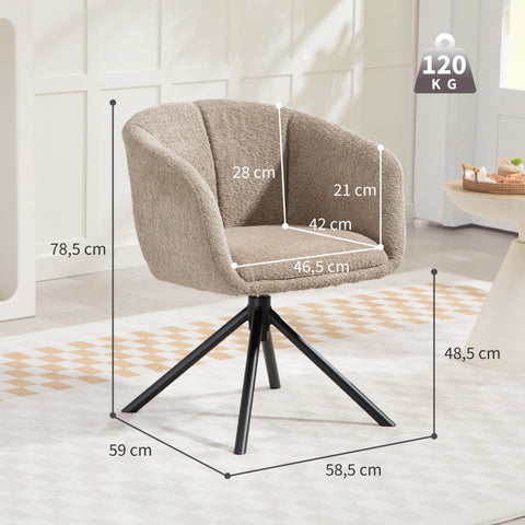 Rootz Armchair - Upholstered Chair - Rotatable Seat - Cozy Comfort - Supports Up to 120 kg - 58.5cm x 78.5cm -Brown