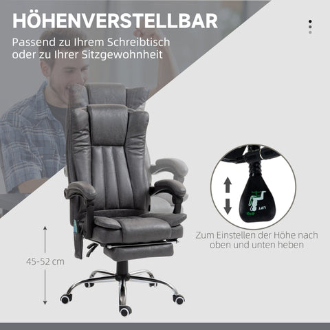 Rootz Massage Office Chair - High Back Computer Chair - Heated - Vibration Massage - 360° Swivel - 62cm x 70cm x 113-120cm