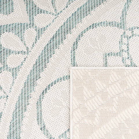 Round Outdoor Rug – Durable Polypropylene – Easy Clean – Lace Pattern – Patio Balcony Decor