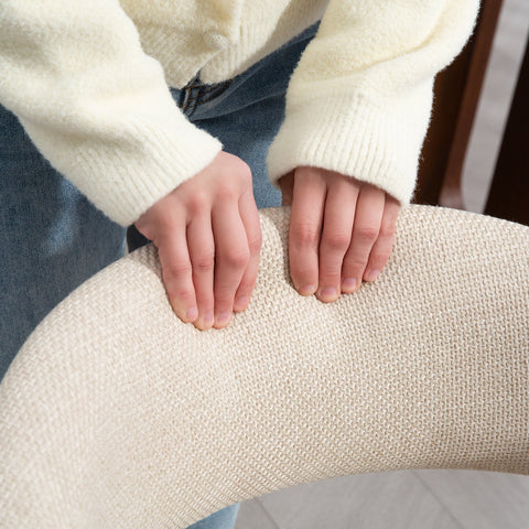 Rootz Dining Chair - Seating - Curved Backrest Support - Elegant Linen Look - 62x55x75cm - Brown