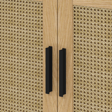 Rootz Bathroom Cabinet - Boho Design - Sink Storage Unit - Rattan Elements - Fits Under Sink - Brown - 60x39x60 cm