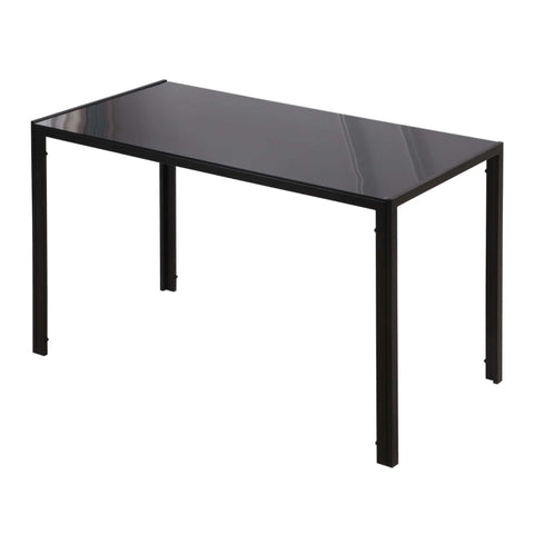 Rootz Dining Table - Kitchen Table - Modern Dining Table - Tempered Glass Top - Durable Metal Legs - 120cm x 60cm x 75cm - Black