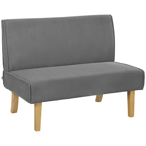 Rootz Two Seater Corduroy Sofa - Loveseat - Couch - Comfortable Padding - 110cm x 62cm x 85cm