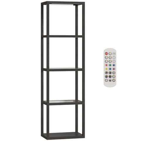 Rootz RGB Floor Lamp with Glass Shelves – LED Standing Light – Modern Shelf Lamp – Mood Lighting – Remote Controlled – 45x29x157cm – Black