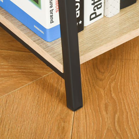 Rootz Inclined Industrial Bookcase - 5 Tier Shelf - Living Room Storage - Durable MDF & Metal - 70L x 35W x 149.5H cm - Brown, Black Finish