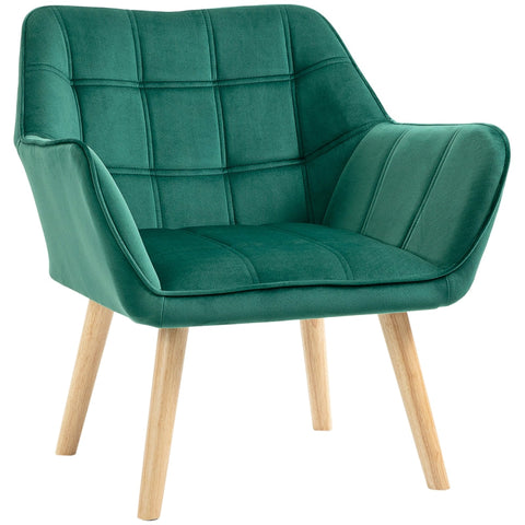 Rootz Single Lounge Chair - Scandinavian Style - Reading Chair - Velvet Upholstery - Rubberwood - Compact Design - 67cm x 61.5cm x 71cm