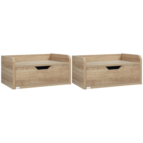 Rootz Set of 2 Wall Mounted Bedside Tables - Night Cabinets - Floating Bedside Units - Space-saving Design - 40W x 30D x 19.5H cm