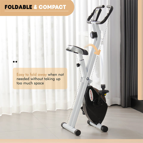 Rootz Foldable Home Exercise Bike - Stationary Bike - Indoor Cycling Bike - Quiet Magnetic Resistance - 97cm x 43cm x 110cm