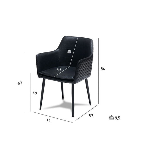 Rootz Dining Chair - Modern Chair - Comfortable Seating - Foam Padded, Durable Metal Frame, Easy-Clean Faux Leather - 62cm x 57cm x 84cm